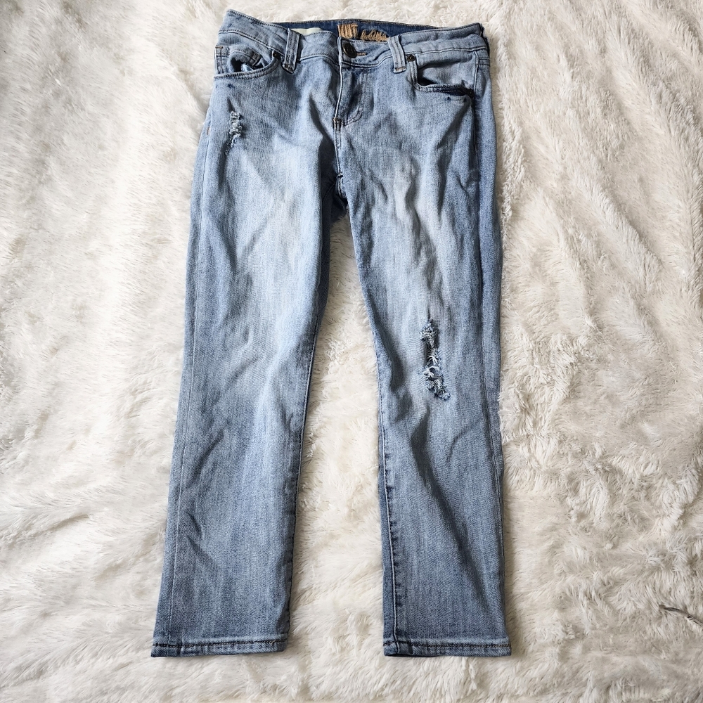 Kut from the kloth Bardot crop skinny boyfriend petite distressed jeans size 2P